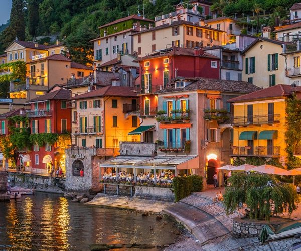 Scenic view in the beautiful Varenna in the evening, on Lake Com